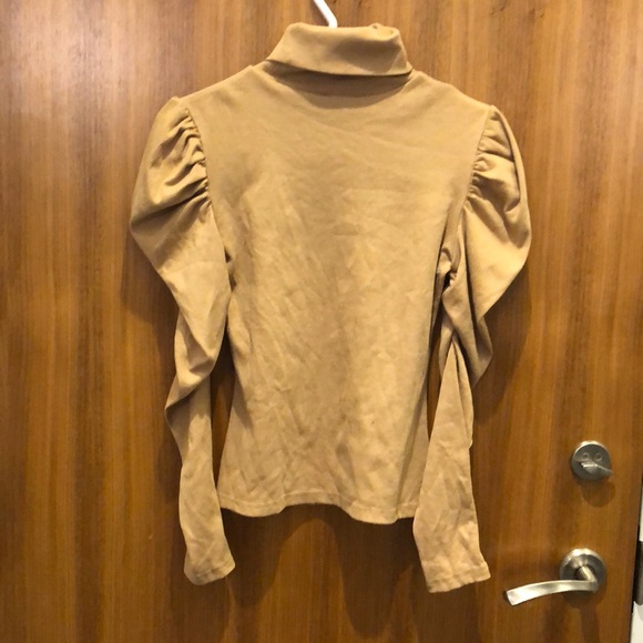 Shein S Tan Turtleneck Puff sleeve - Picture 2 of 2